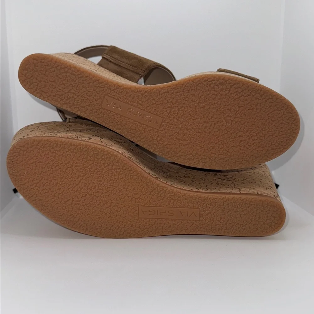 Via Spiga Kezia Brown Suede Platform Wedge Sandals Women’s 9.5 - Picture 9 of 11